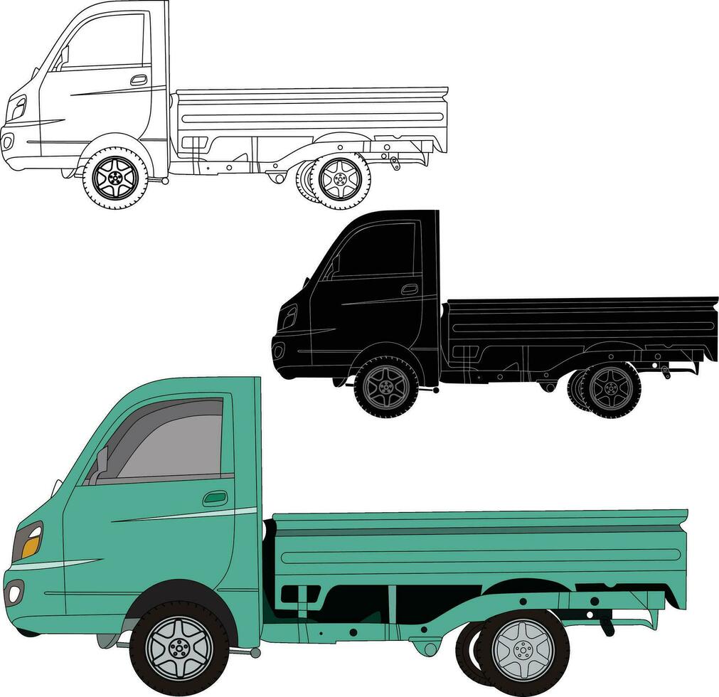 mini vrachtauto vector lijn kunst illustratie