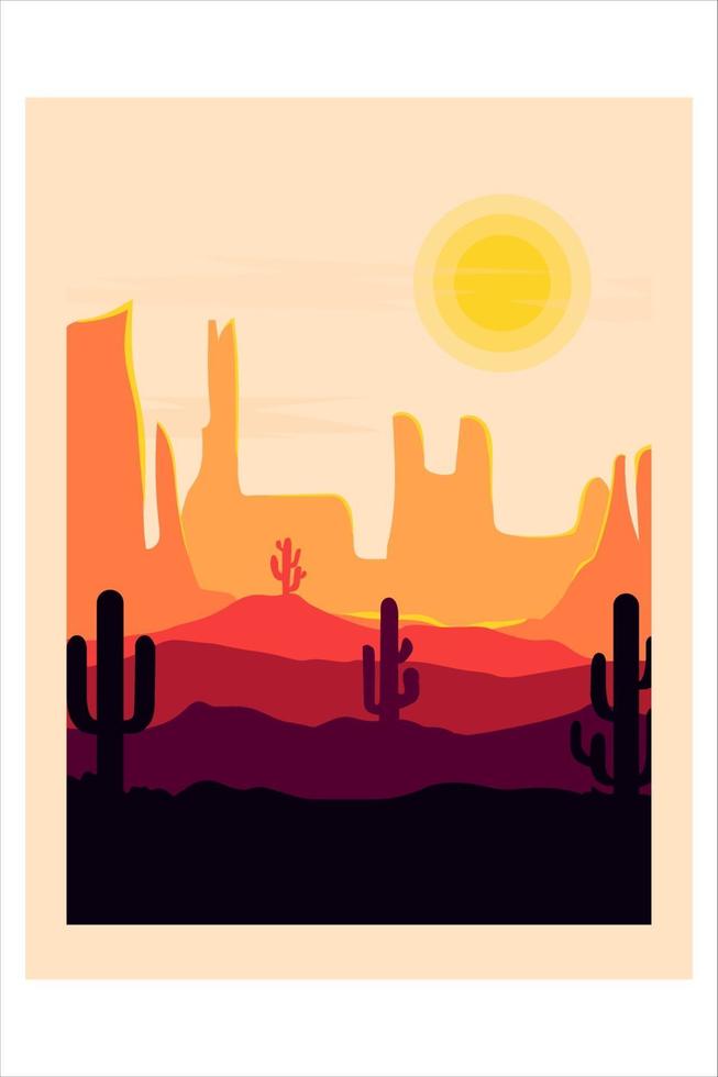 t-shirt cactus in de woestijnkleur zwartbruin en oranje vector