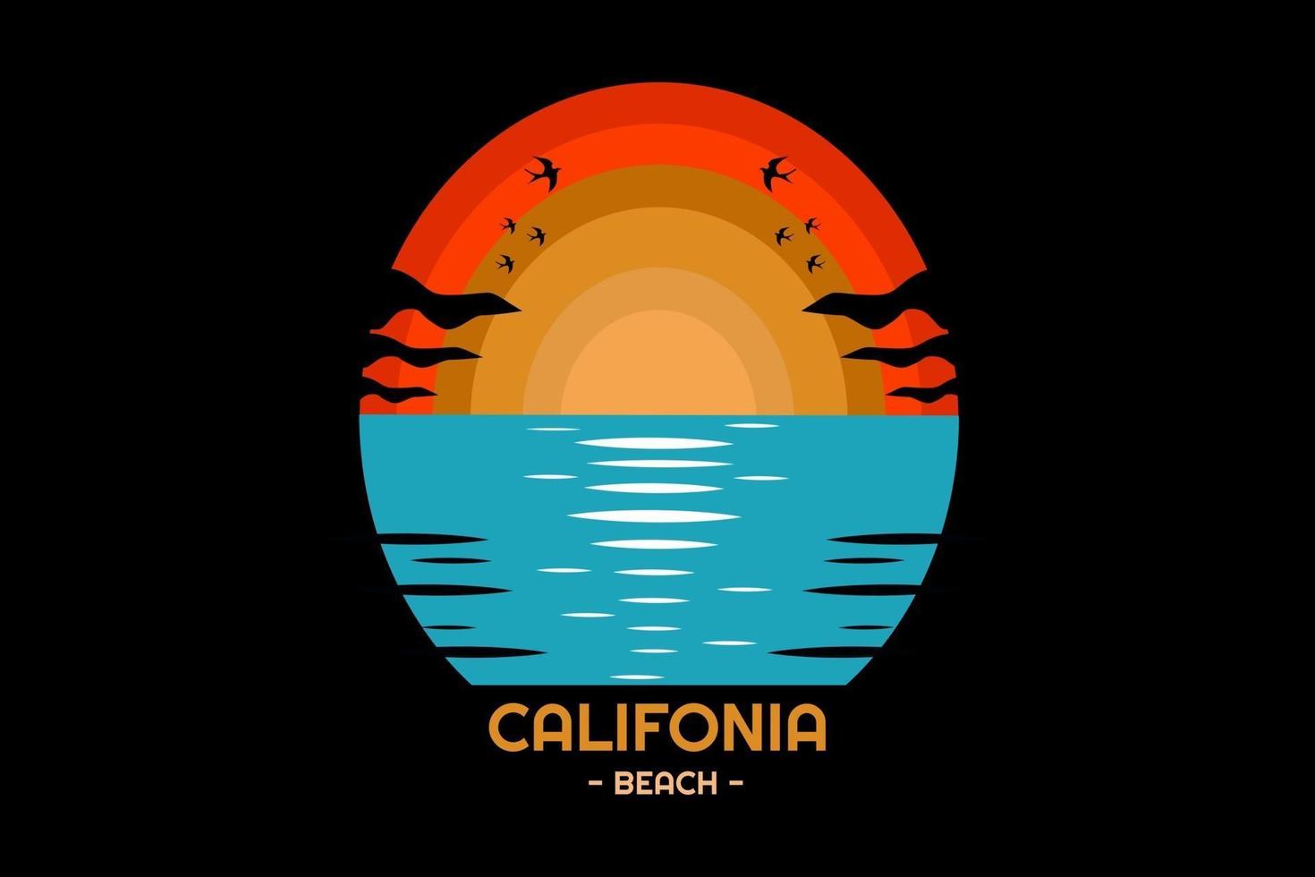 Californië strand kleur oranje en blauw vector