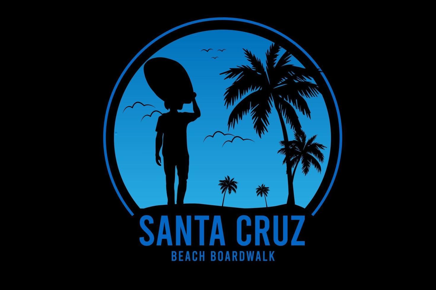 santa cruz strand promenade kleur blauw vector