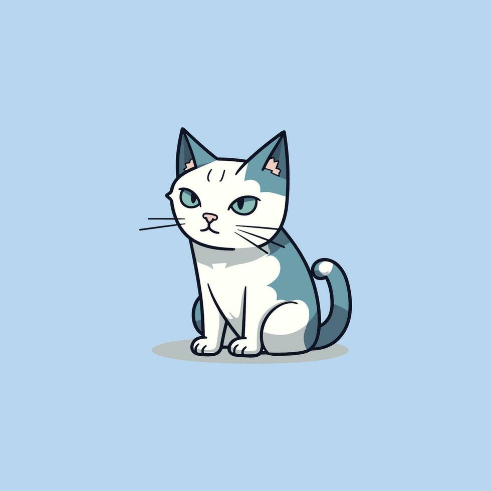 schattige kat droevige cartoonillustratie vector