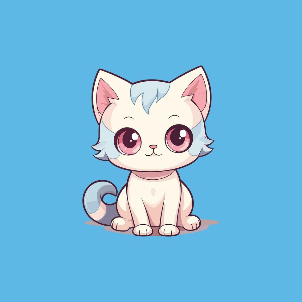 schattig kat kat kawaii chibi tekening stijl kat vector