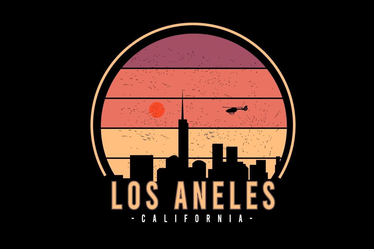 t-shirt los angeles kleur geel en oranje vector