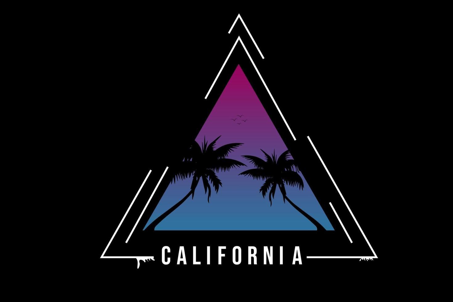 t-shirt californië kleur roze en blauw vector