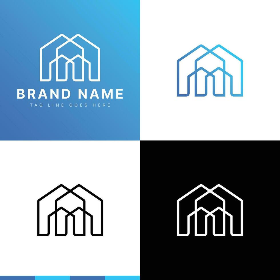 modern luxe echt landgoed logo vector. helling blauw vector logo. bruikbaar voor bedrijf en branding logo's. vlak vector logo ontwerp sjabloon element.