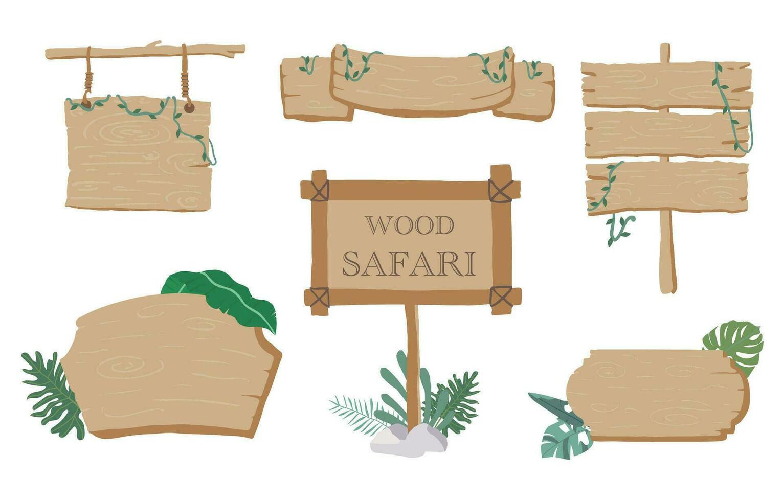 hout banier verzameling van safari achtergrond set.bewerkbaar vector illustratie voor verjaardag uitnodiging, ansichtkaart en sticker