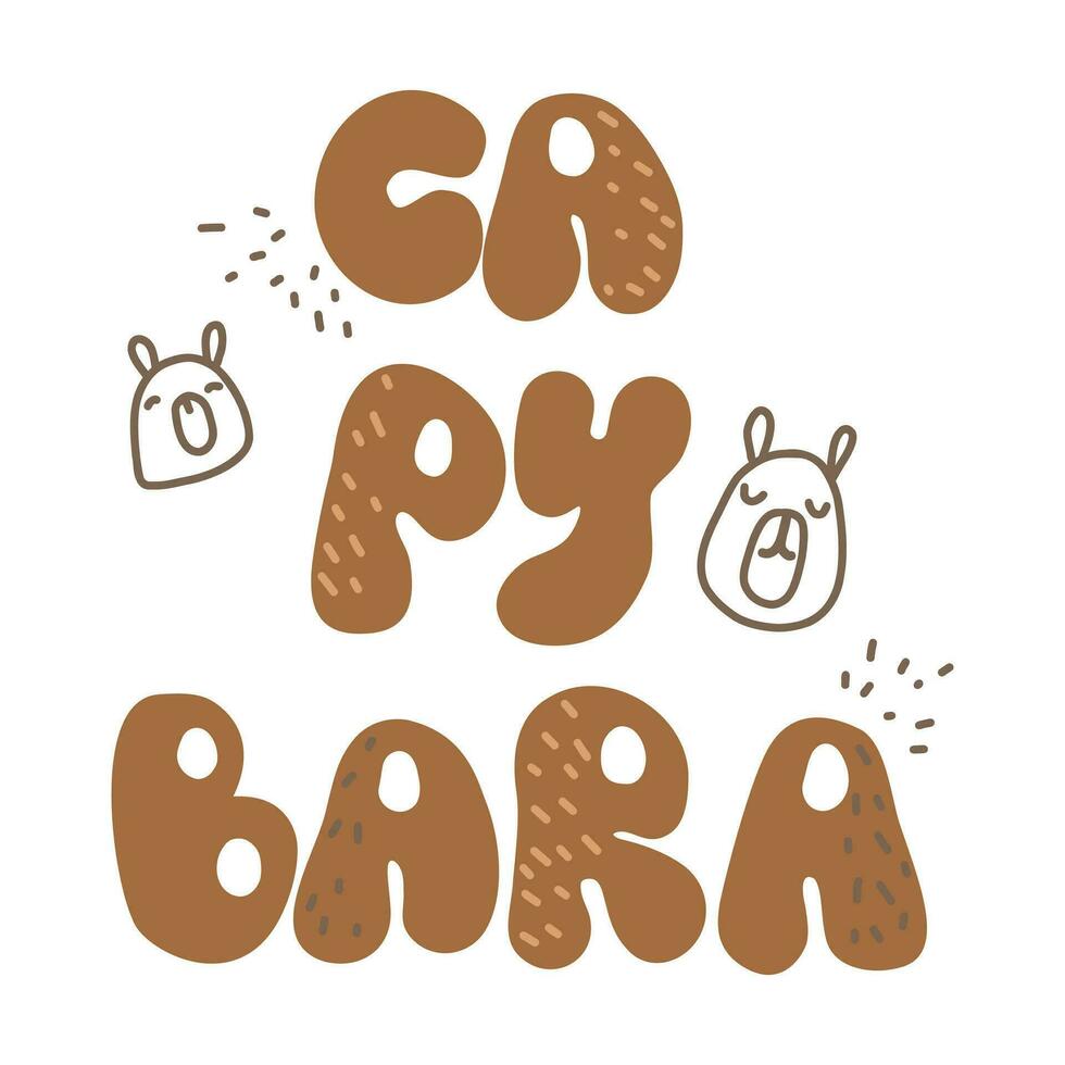 capibara. groovy opschrift met een uiteinde van een loop van een capibar vector