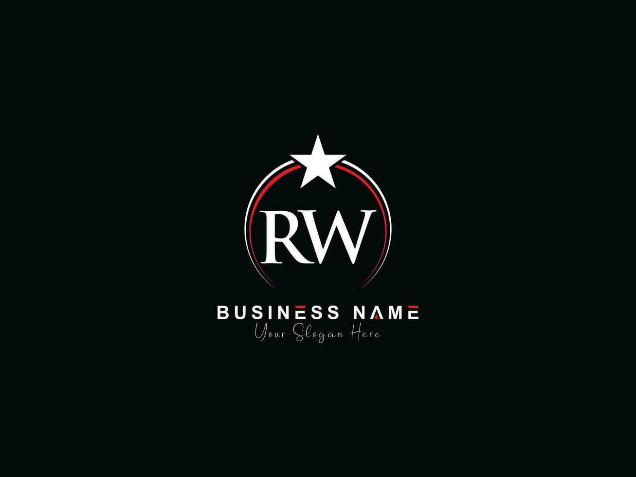 Koninklijk ster rw cirkel logo, minimalistische luxe rw logo brief vector