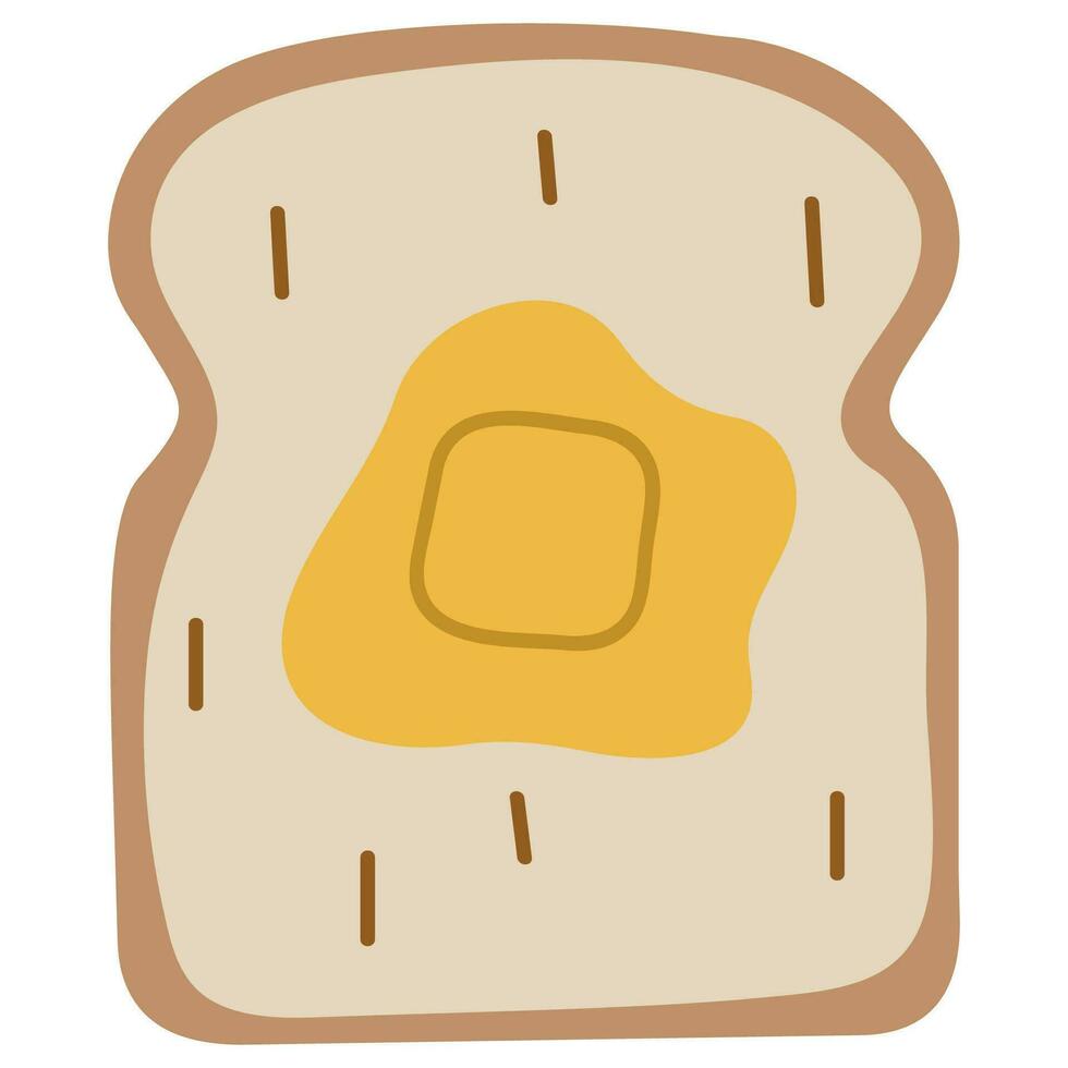 brood met boter Aan top schattig Aan een wit achtergrond vector illustratie