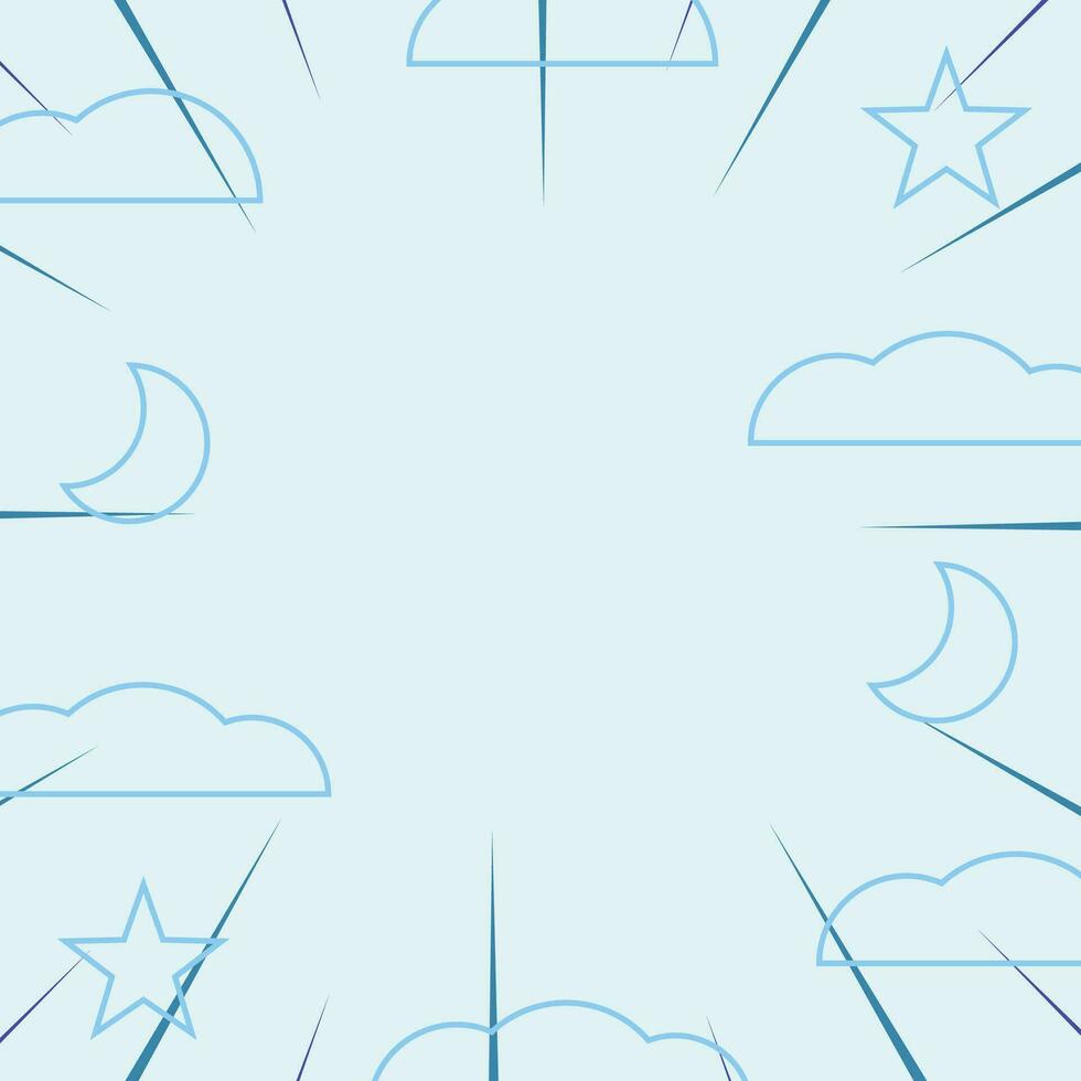 abstract patroon achtergrond in grappig stijl met pictogrammen van wolken, maan, sterren en zonnestralen. vector voor Promotie van spandoeken, affiches, groet kaarten, sociaal media, web, presentaties.