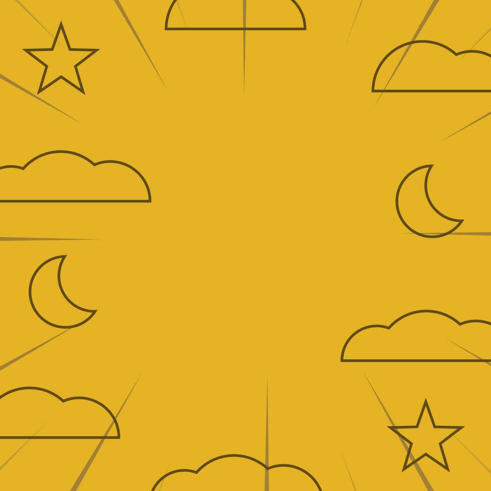 abstract patroon achtergrond in grappig stijl met pictogrammen van wolken, maan, sterren en zonnestralen. vector voor Promotie van spandoeken, affiches, groet kaarten, sociaal media, web, presentaties.
