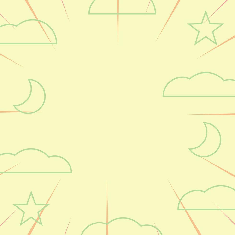 abstract patroon achtergrond in grappig stijl met pictogrammen van wolken, maan, sterren en zonnestralen. vector voor Promotie van spandoeken, affiches, groet kaarten, sociaal media, web, presentaties.