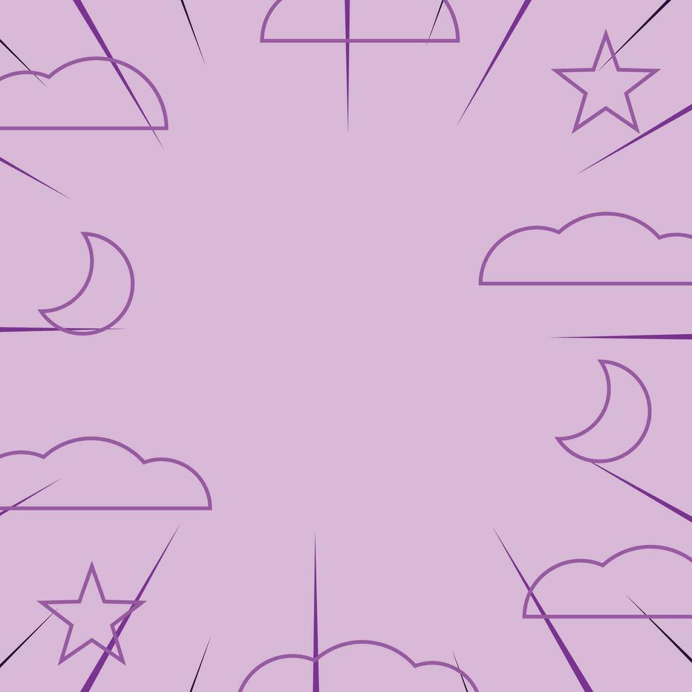 abstract patroon achtergrond in grappig stijl met pictogrammen van wolken, maan, sterren en zonnestralen. vector voor Promotie van spandoeken, affiches, groet kaarten, sociaal media, web, presentaties.