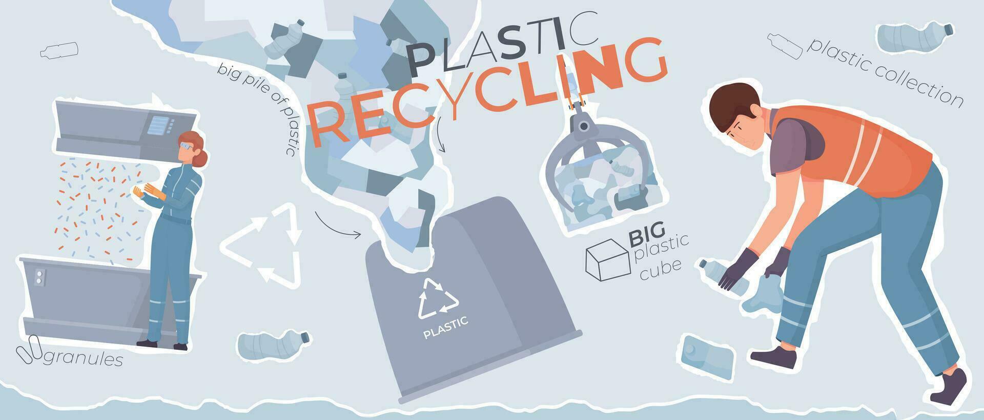 plastic recycling collage samenstelling vector