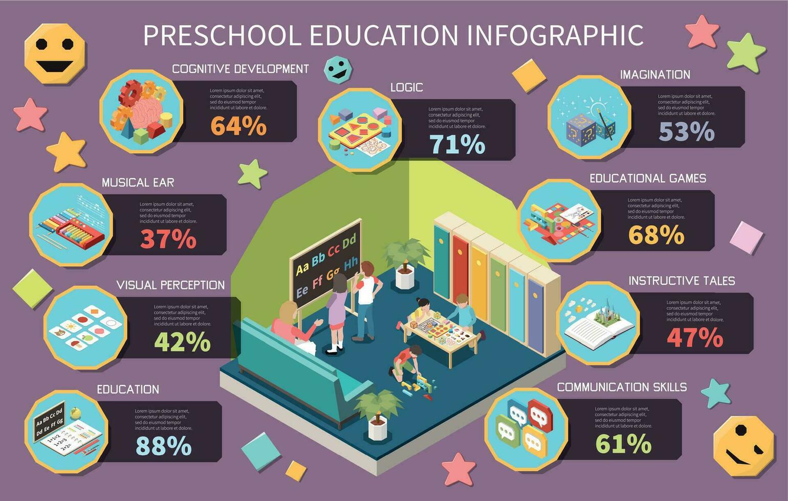 peuter- onderwijs infographics vector