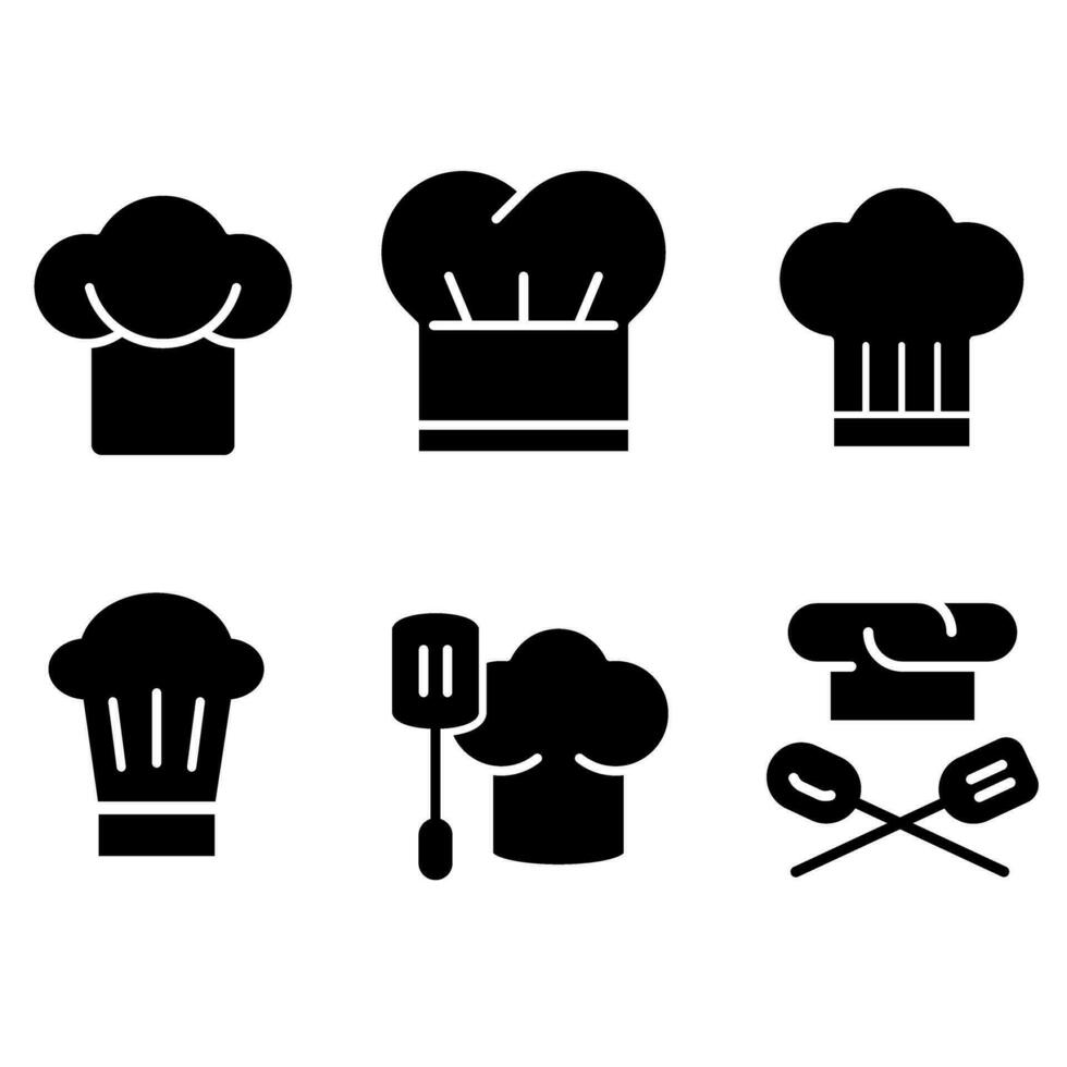 chef hoed vector icoon set. koken illustratie teken verzameling. keuken symbool. restaurant logo.