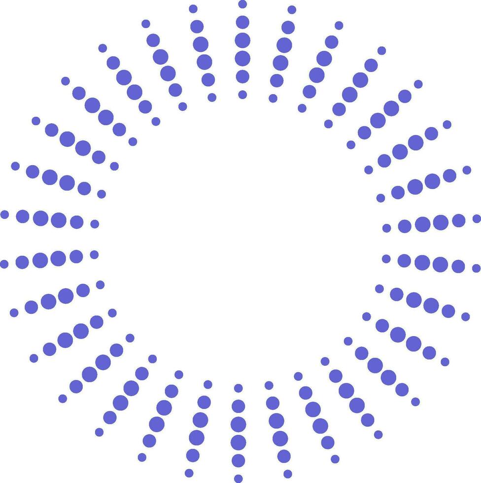 blauw stippel spiraal cirkel kader geïsoleerd Aan wit achtergrond. kolken patroon dots circulaire ronde grens logo. vector illustratie.