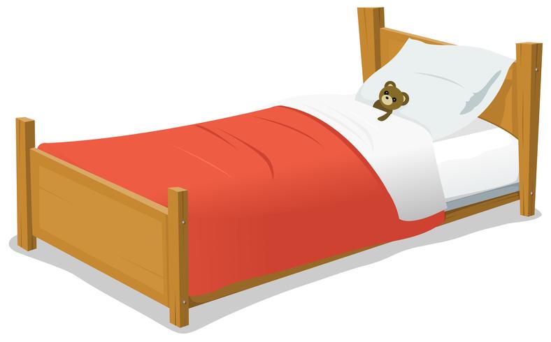 Cartoon Bed met teddybeer vector