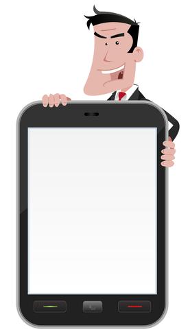 Cartoon Man met Smartphone-teken vector