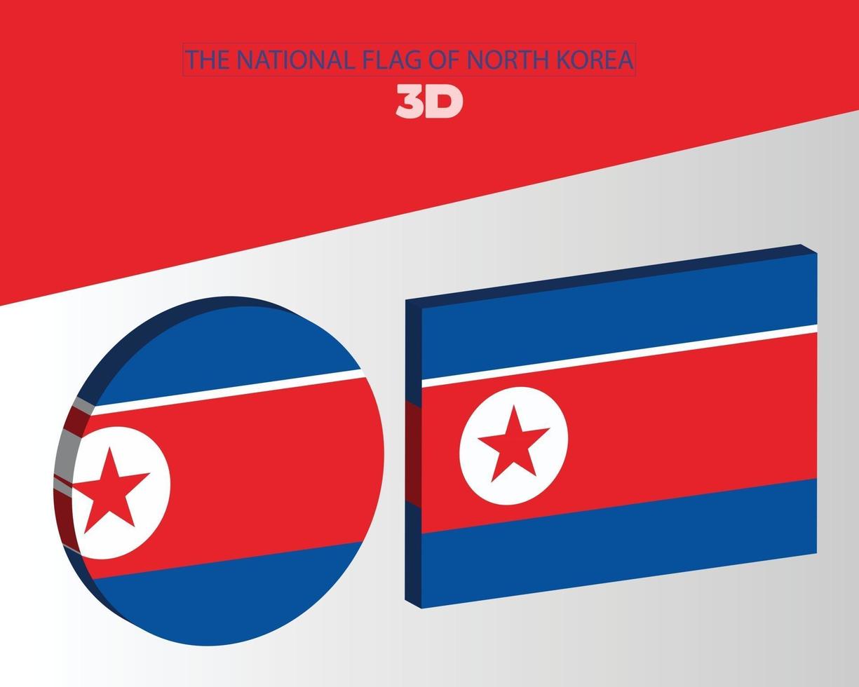 de nationale 3D-vlag van Noord-Korea vectorontwerp vector