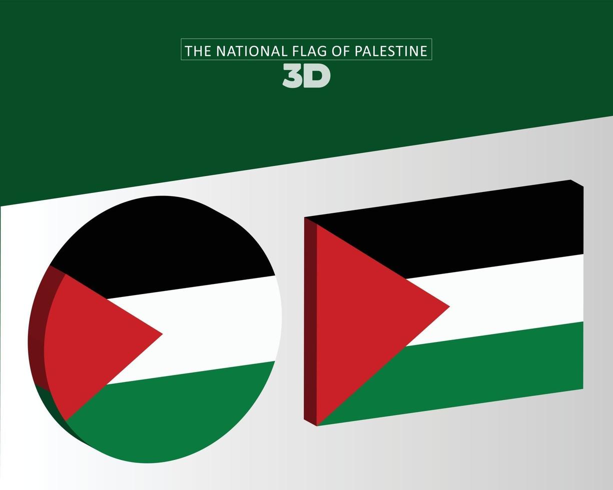 de nationale 3D-vlag van Palestina vectorontwerp vector