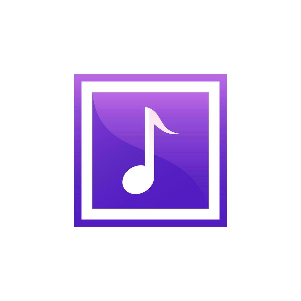 muziek- toon logo in plein vorm Purper kleur ontwerp vector