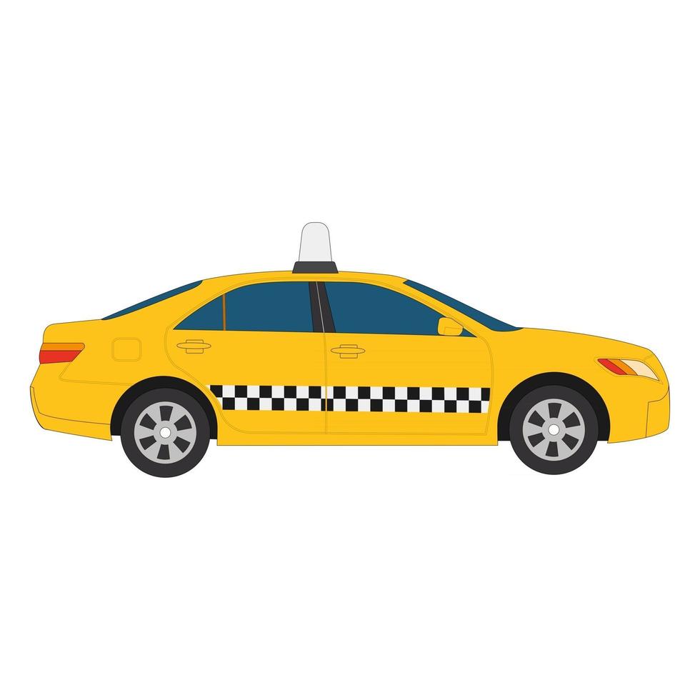 vector kleurrijke moderne illustratie van gele auto taxi geïsoleerd op een witte achtergrond. kan worden gebruikt voor zaken, info grafisch, banner, presentaties