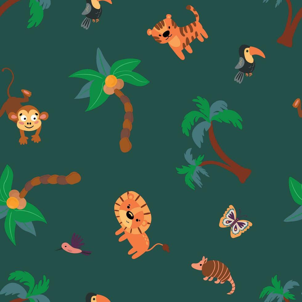 naadloos patroon met safari dieren. ontwerp voor kleding stof, textiel, behang, verpakking. vector