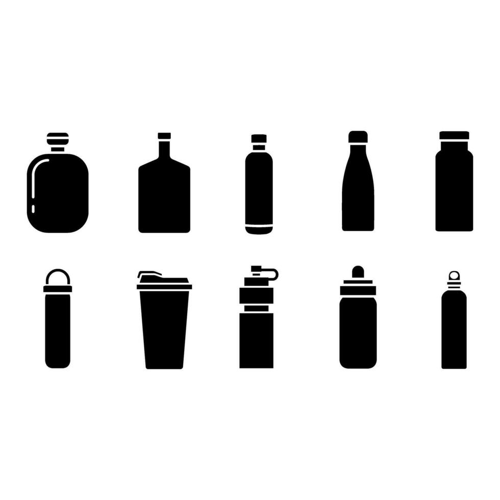 fles vector icoon set. thermosfles illustratie teken verzameling. fles symbool of logo.