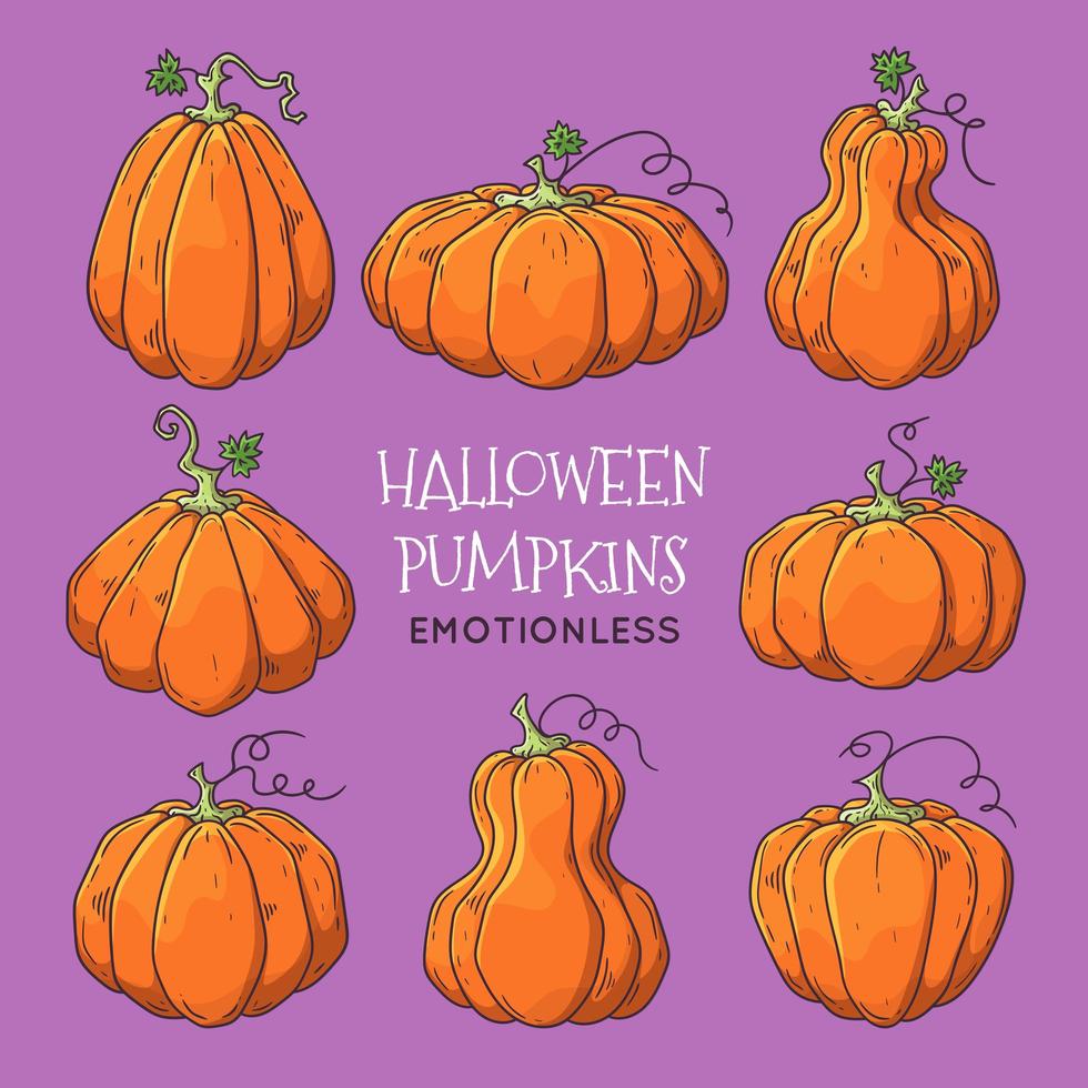 vector hand getekende illustraties. realistisch symbool van halloween - pompoen.