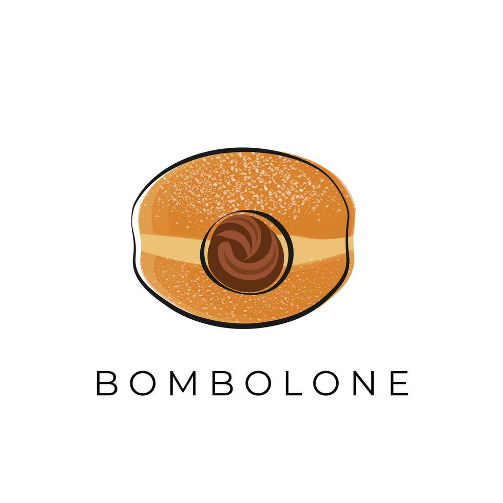 gemakkelijk lijn kunst illustratie logo gevulde donut of bombolone vector