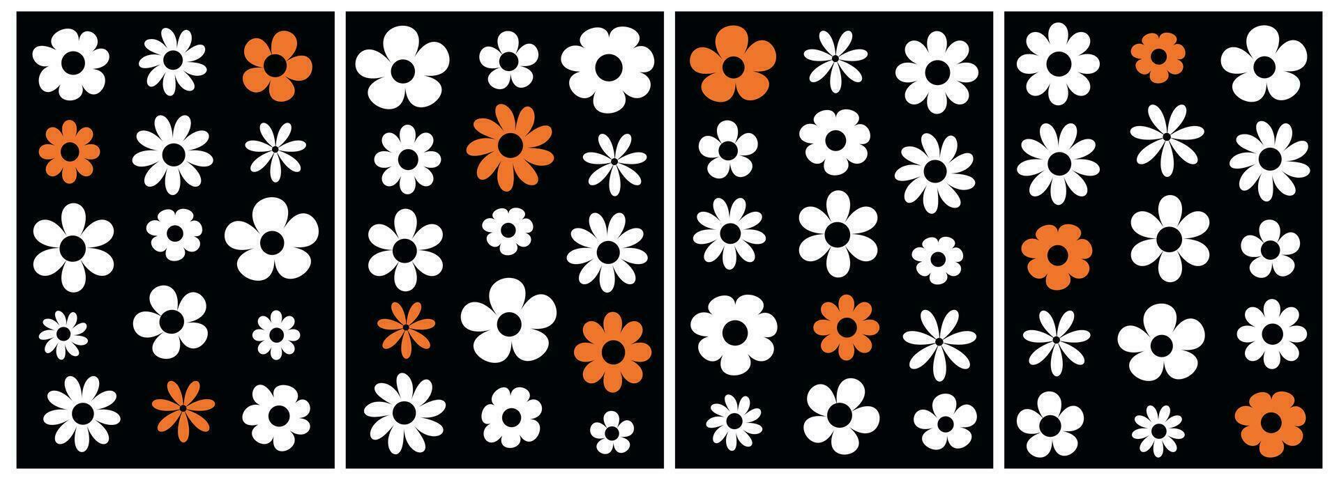 reeks van kleurrijk abstract achtergronden.y2k esthetische.vector kaarten in retro psychedelisch stijl.groovy achtergronden.madeliefje bloemen set. vector