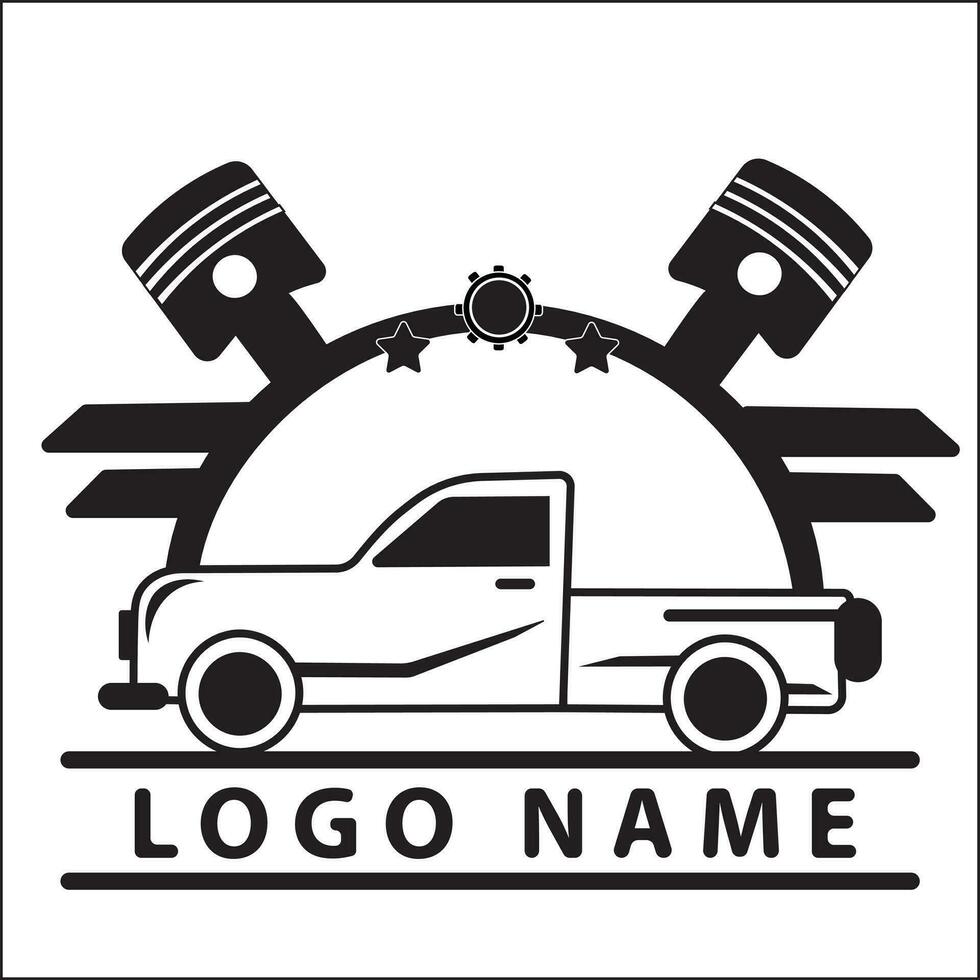 automotive logo illustratie vector ontwerp met vracht auto en voor camping, zuiger en kenteken. geschikt voor logo's, pictogrammen, t-shirt ontwerpen, websites, stickers, affiches, advertenties, concepten.