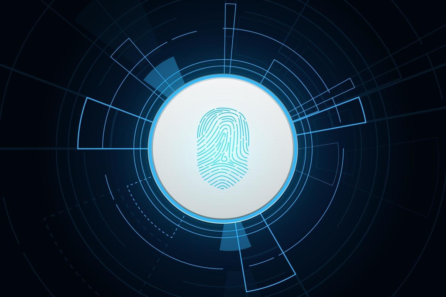 vingerafdruk scannen, cyberbeveiliging en wachtwoordcontrole door middel van vingerafdrukken, toegang met biometrische identificatie vector