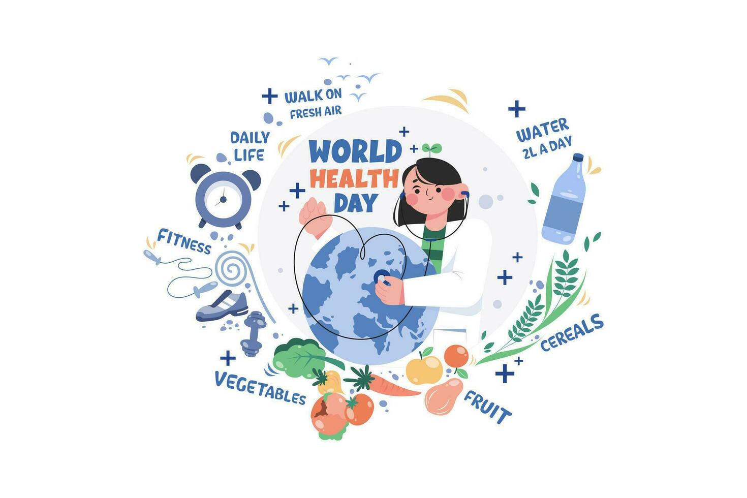 wereld Gezondheid dag illustratie concept Aan wit achtergrond vector