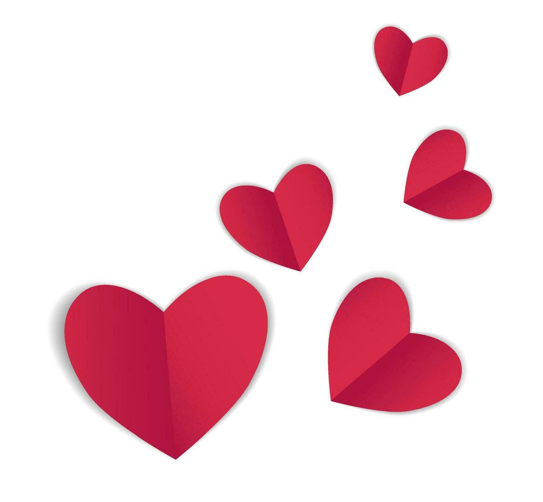 rood papier vector harten in een envelop, Valentijn voor valentijnsdag dag. kaart, ansichtkaart, uitnodiging, sjabloon
