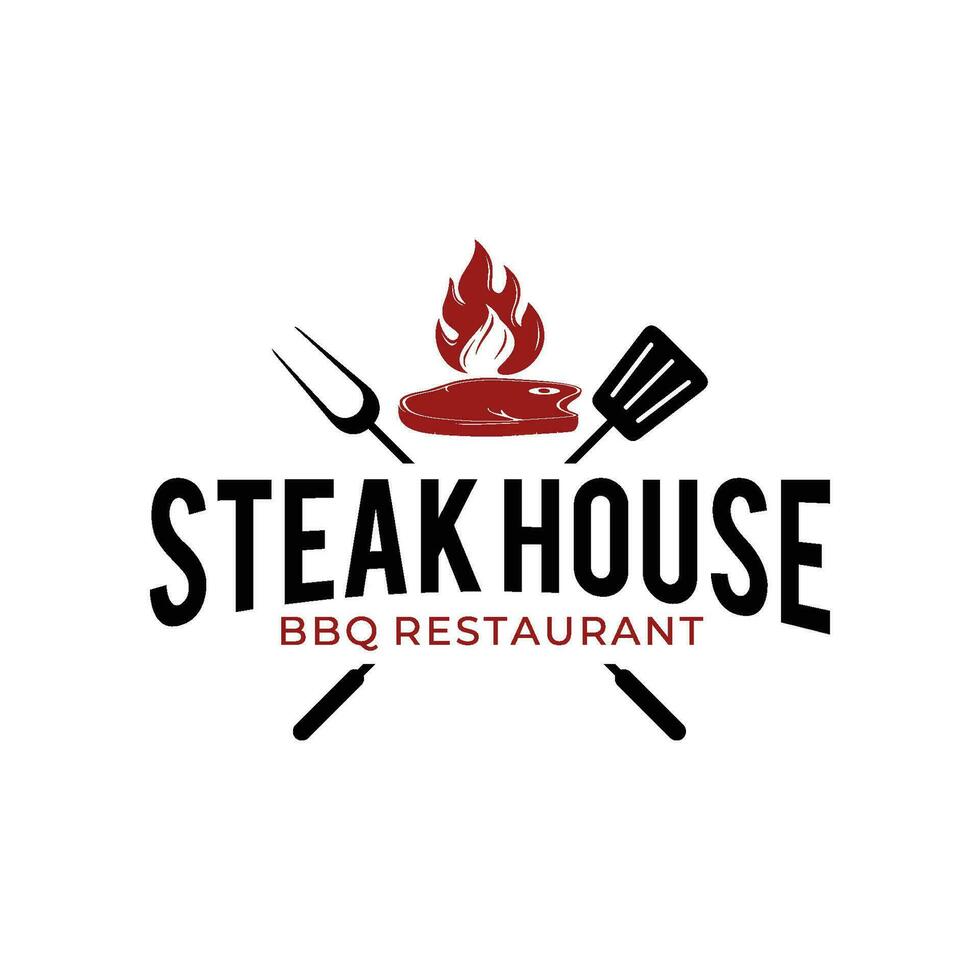 steak huis logo. wijnoogst ontwerp. vector illustratie
