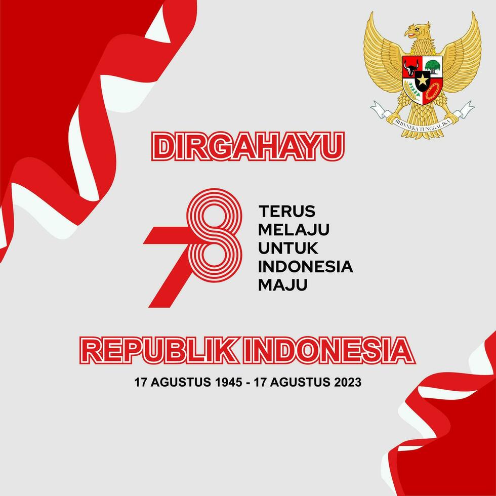gelukkig 78ste onafhankelijkheid dag Indonesië, sociaal media post sjabloon wit rood achtergrond vector