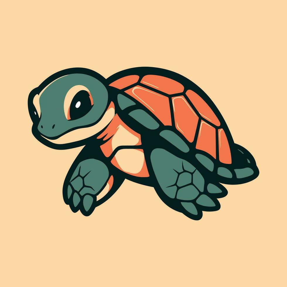 groot groen zee schildpad mascotte, schattig dier ontwerp oceaan schildpad, zwemmen in water vlak vector illustratie