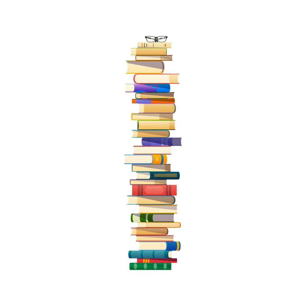 hoog boek stack of stapel, school- leerboeken hoop vector