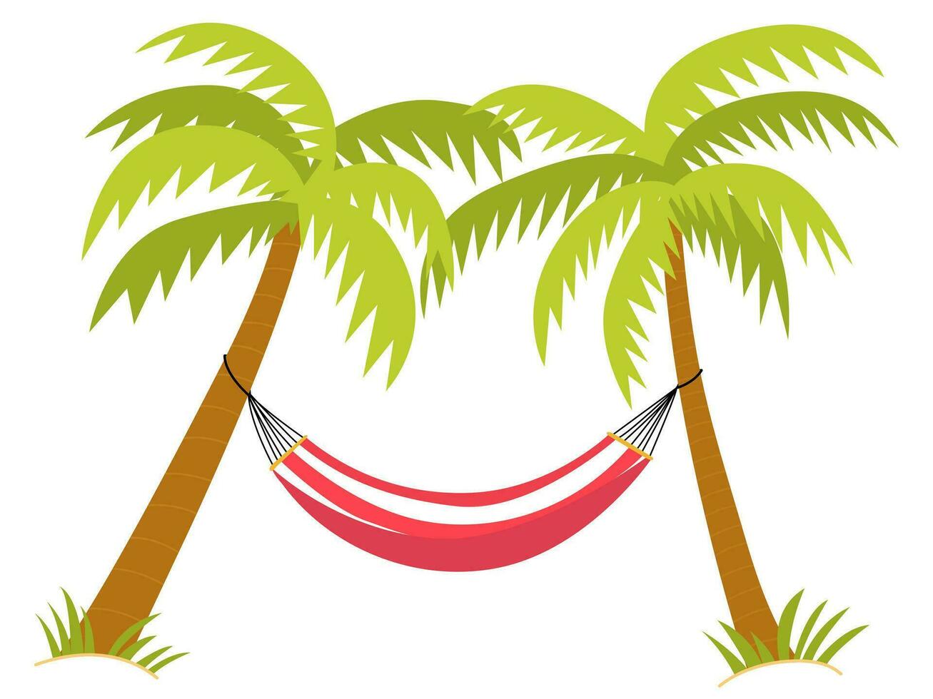 vector palmen met hangmat Aan hen vlak illustratie