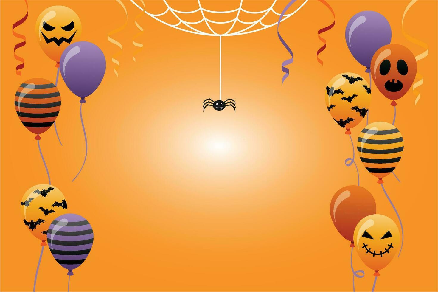 gelukkig halloween. eng lucht ballonnen. vakantie concept met halloween schitteren confetti geest ballonnen met grappig gezichten, herfst bladeren voor banier, website, poster, groet kaart, partij uitnodiging vector