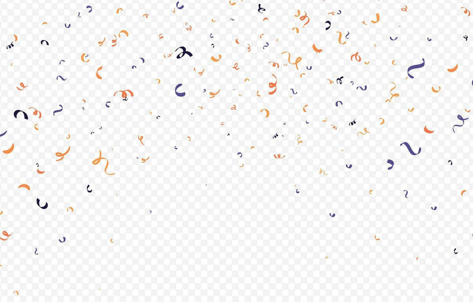 halloween, verjaardag en diploma uitreiking decoraties met confetti en linten. zwart, oranje, wit en Purper. geïsoleerd vector illustraties Aan wit achtergrond.