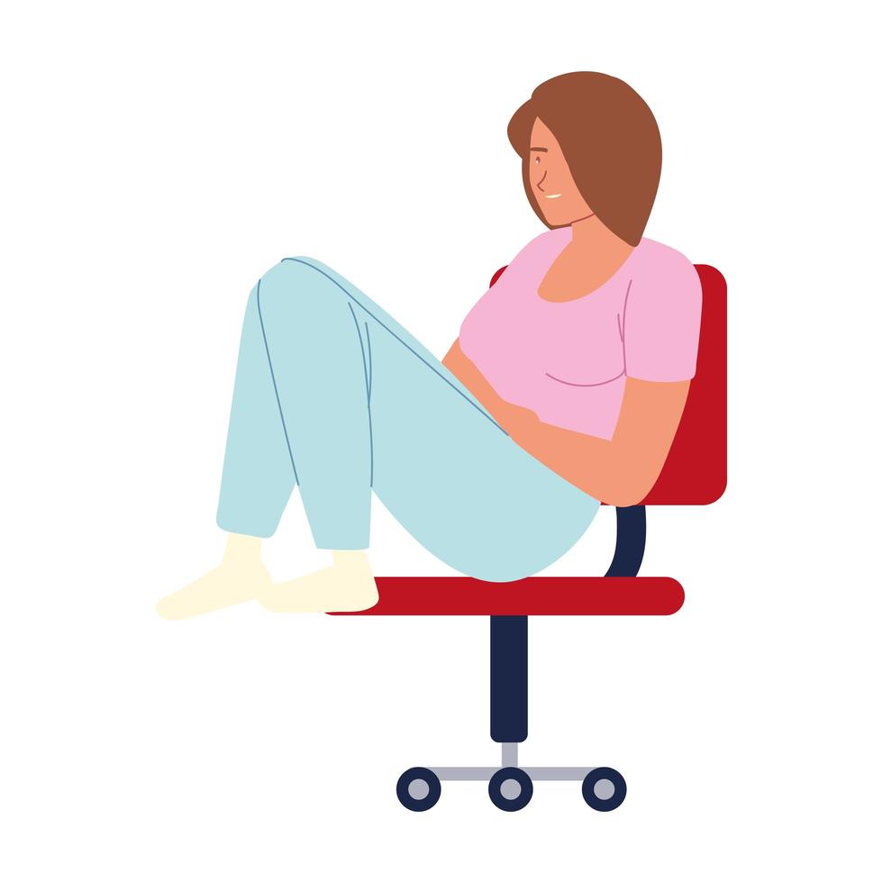 jonge vrouw zittend in de bureaustoel rusten, uitstel geïsoleerd ontwerp vector