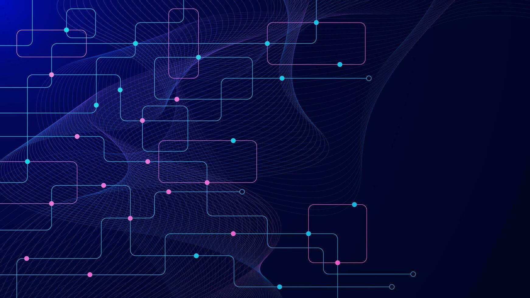 abstract Verbinden lijnen en dots met Golf stromen. netwerk verbinding, sociaal netwerken en globaal communicatie technologie achtergrond. vector illustratie.