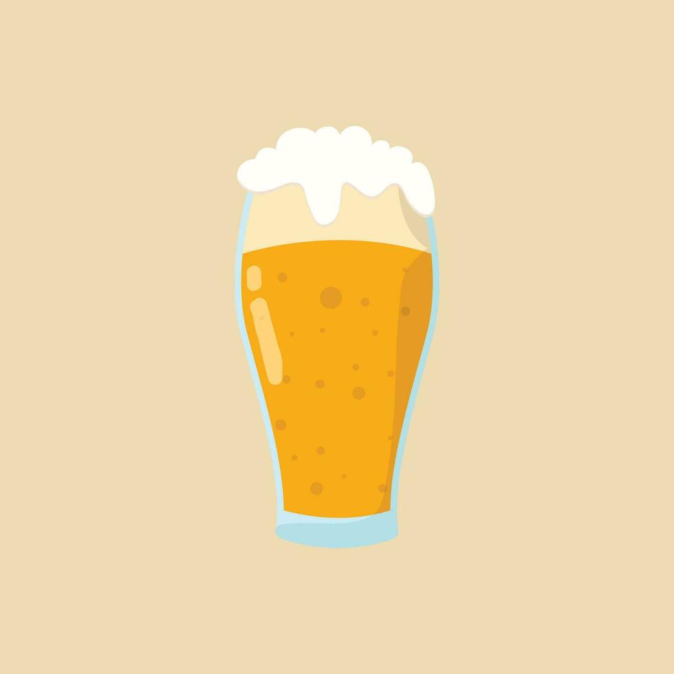 glas van bier. glas vol met blond bier en schuim. vector