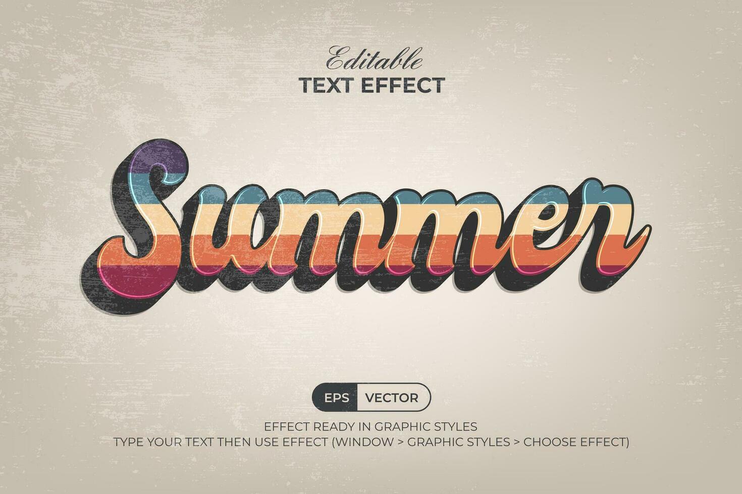 zomer tekst effect retro stijl. bewerkbare tekst effect. vector