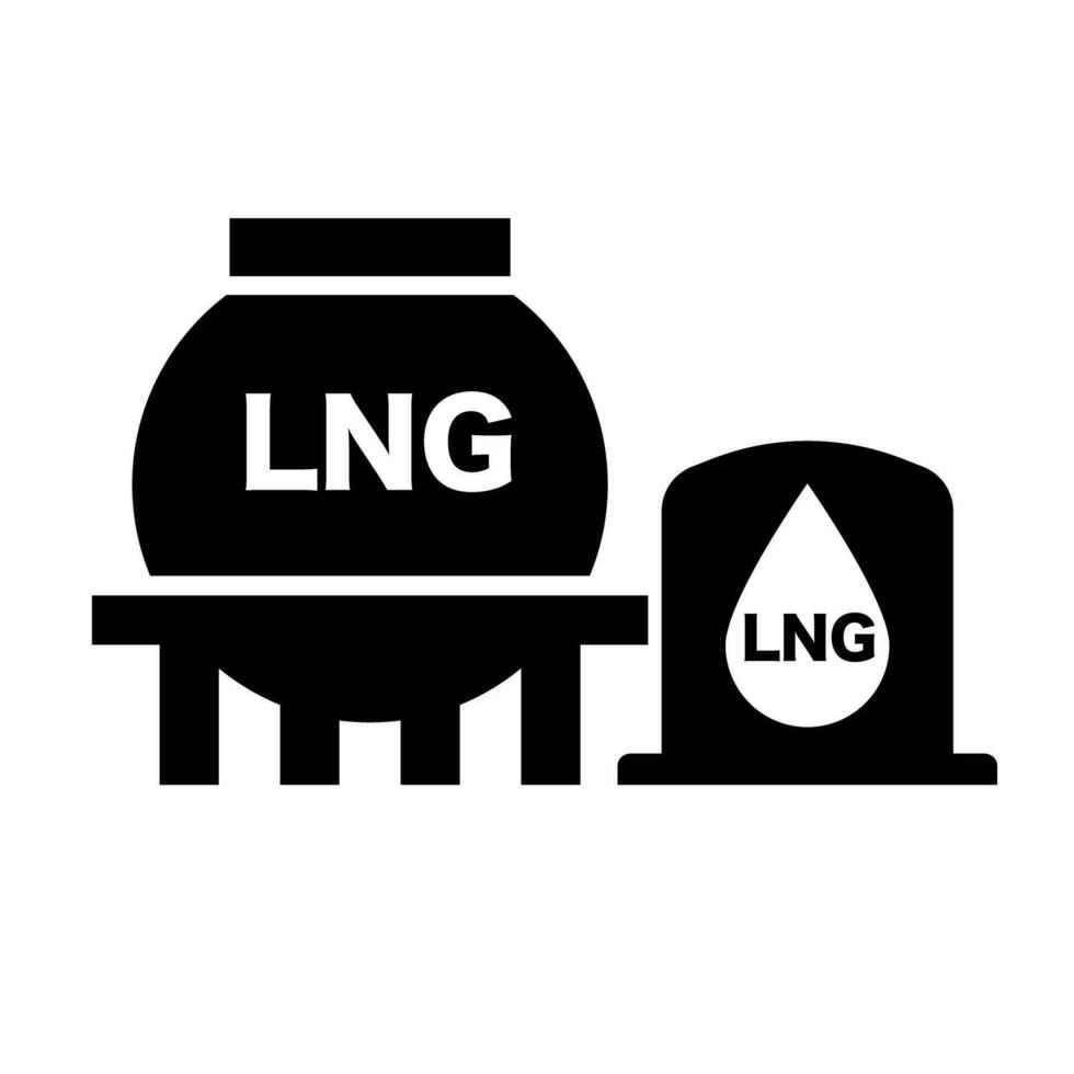 lng tank en lng opslagruimte silhouet icoon. vector. vector