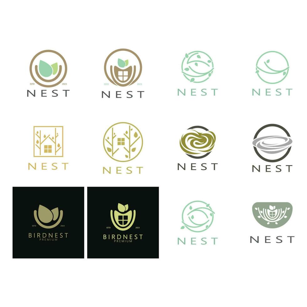 vogel nest logo icoon illustratie ontwerp sjabloon, voor vogel boerderij, vogel bedrijf, vogel huis, vogel behoud met modern minimalistische vector concept