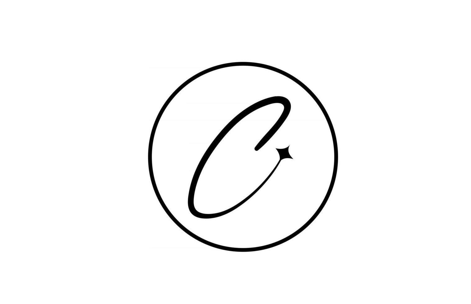 c alfabet letter logo voor zaken met ster en cirkel. eenvoudige elegante belettering voor bedrijf. huisstijl branding icoon ontwerp in wit en zwart vector